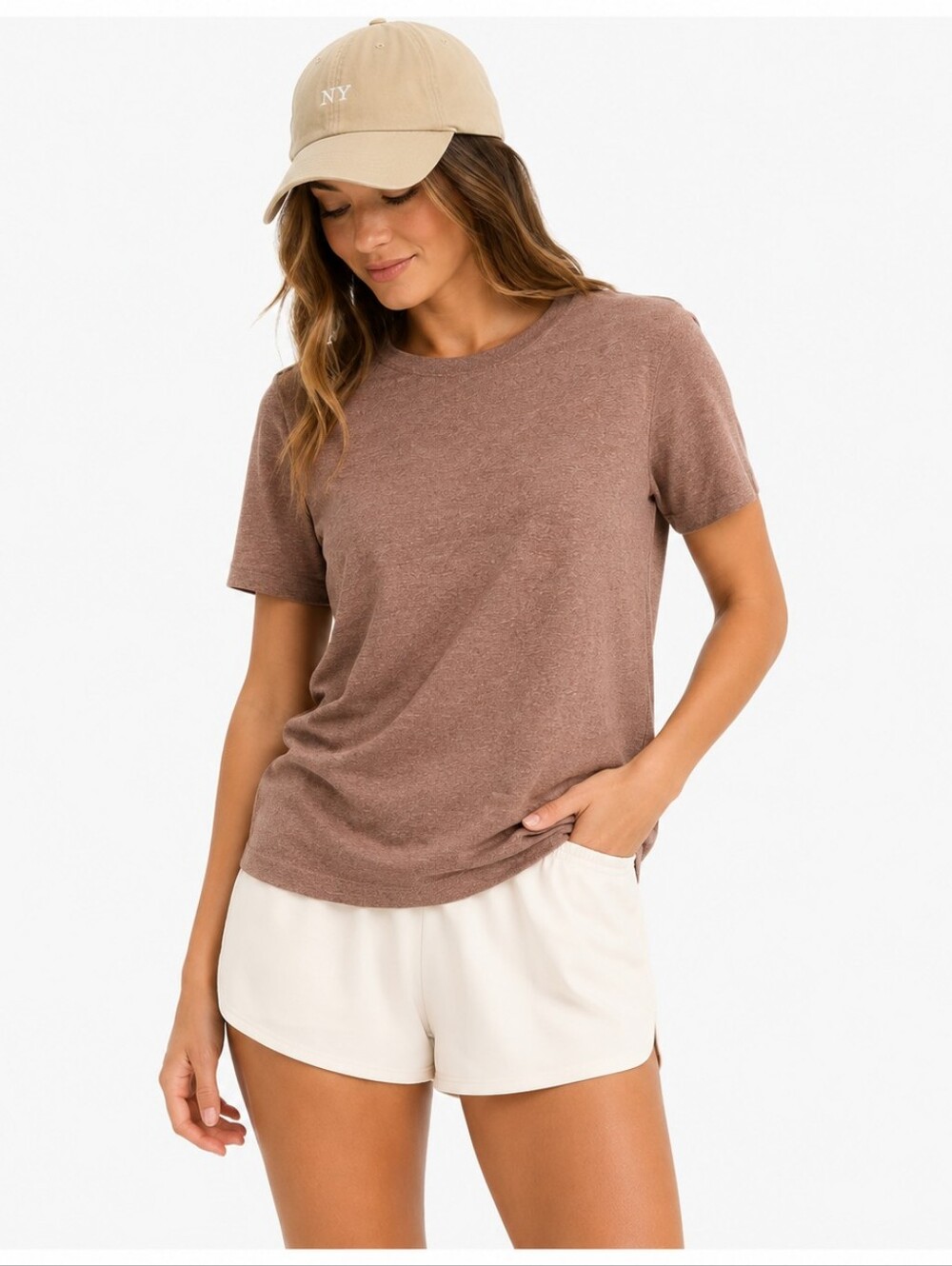 COS ($95) Minimalist Heather Mauve Crewneck T Shirt Relaxed Fit Basic Tee